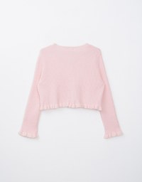 Ruffle Trim Rib Knit Top