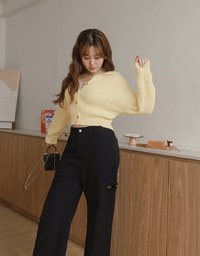 Hooded Cropped Knit Top