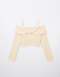 Cut Out Shoulder Cable Knit Top