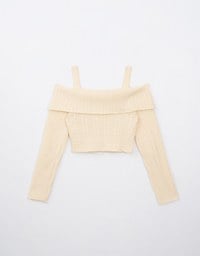 Cut Out Shoulder Cable Knit Top