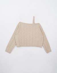 Asymmetric One Shoulder Loose Cable Knitted Sweater