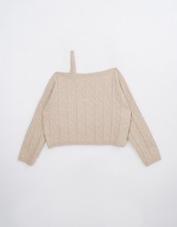 Asymmetric One Shoulder Loose Cable Knitted Sweater