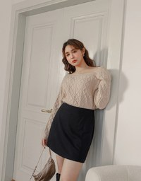 Asymmetric One Shoulder Loose Cable Knitted Sweater