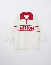 Mellow Letter Embroidered Knit Polo Top