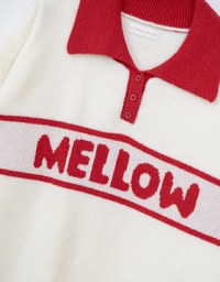 Mellow Letter Embroidered Knit Polo Top