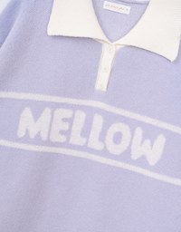 Mellow Letter Embroidered Knit Polo Top