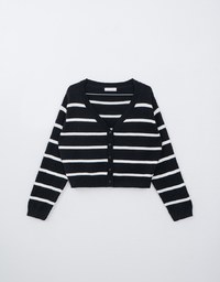 Long Sleeve Classic Striped Knit Cardigan