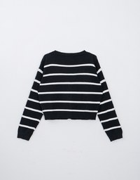 Long Sleeve Classic Striped Knit Cardigan