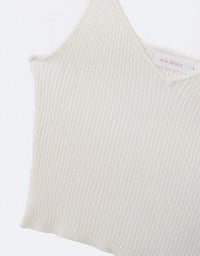 Basic V Neck Cropped Knitted Tank Top