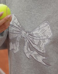 Lace Bow Embroidered Cotton Sweatshirt