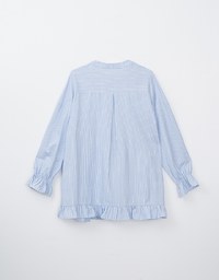 Striped Long Sleeve Blouse Shirt With Ruffle Hem