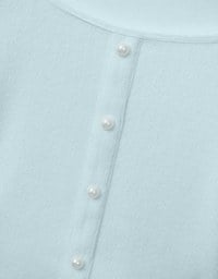 Elegant Square Neck Pearl Button Tie Back Top