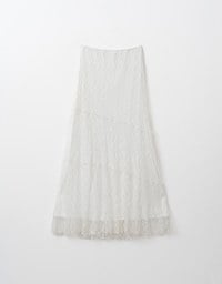 Elegant Sheer Asymmetrical Lace Maxi Skirt