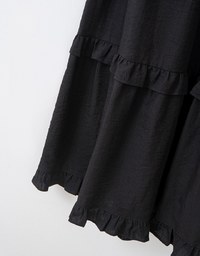 Ruffled High Waist Frilled Layered Hem Maxi Skirt