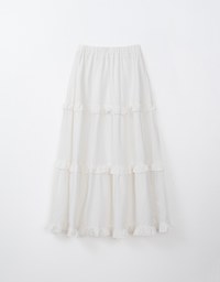 Ruffled High Waist Frilled Layered Hem Maxi Skirt