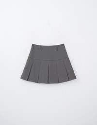 Wide Waist Pleated Suit Skirt