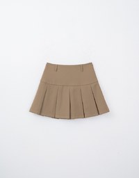 Wide Waist Pleated Suit Skirt