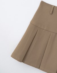 Wide Waist Pleated Suit Skirt