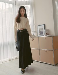 Frayed A Line Jeans Denim Maxi Skirt (Includes Belt)