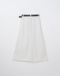 Frayed A Line Jeans Denim Maxi Skirt (Includes Belt)