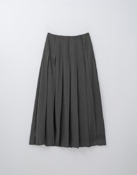 Hidden Placket Side Slit Pleated Maxi Skirt