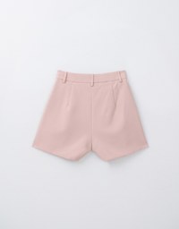 Textured Single Button Twill Shorts