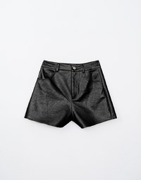 Trendy Faux Leather A Line Shorts