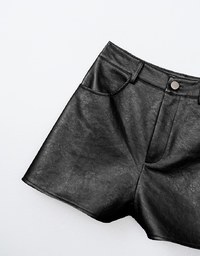 Trendy Faux Leather A Line Shorts