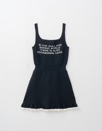 Knitted Tennis Style Mini Dress with Letter Quotes On