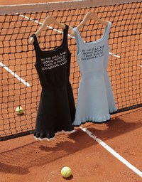 Knitted Tennis Style Mini Dress with Letter Quotes On