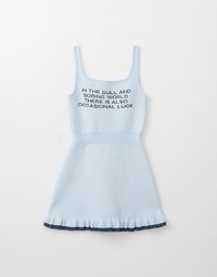 Knitted Tennis Style Mini Dress with Letter Quotes On