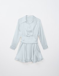 Silky Satin Shirt Mini Dress