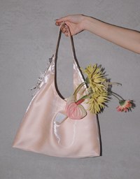 Brand Logo Chic Satin Shoulder Bag