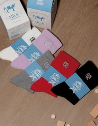 AIR SPACE Logo Embroidered Mid Calf Socks