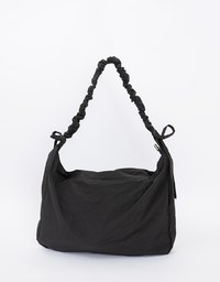 Ruched Ruffle Drawstring Crossbody Bag