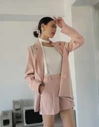 Pearl Bow Embellished Blazer Jacket (With Shoulder Pads)