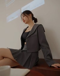 Playful Sailor Collar Suit Blazer