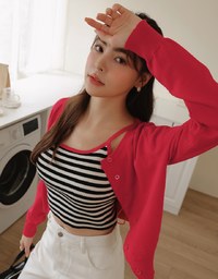 Colorblock Striped Knit Set Wear