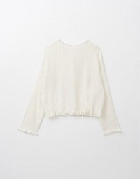 Long Sleeve Lace Trim Button Knit Top