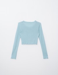 Layered Lettuce Edge Knit Long Sleeve Top