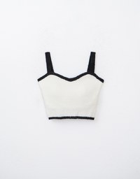 Simple Contrast Color Knit Padded Cami Top