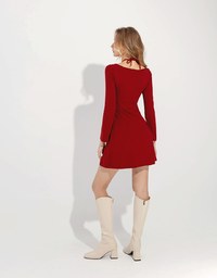 Spaghetti Strap Crisscross Long Sleeve Padded Mini Dress