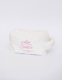 AIR SPACE Logo Embroidered Furry Handheld Cosmetic Bag