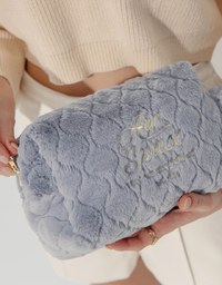 AIR SPACE Logo Embroidered Furry Handheld Cosmetic Bag