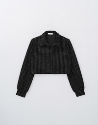 Classic Plaid Wool Long Sleeve Jacket With Collar Design