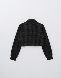 Classic Plaid Wool Long Sleeve Jacket With Collar Design