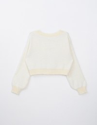 V Neck Colorblock Button Up Knitted Top