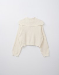 Big Collar Zippered Knit Jacket