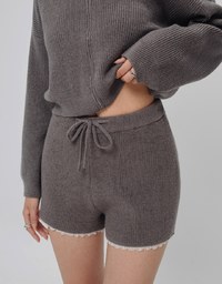 Big Collar Zippered Knit Jacket