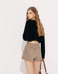 Long Sleeve Soft Knit Cropped Sweater